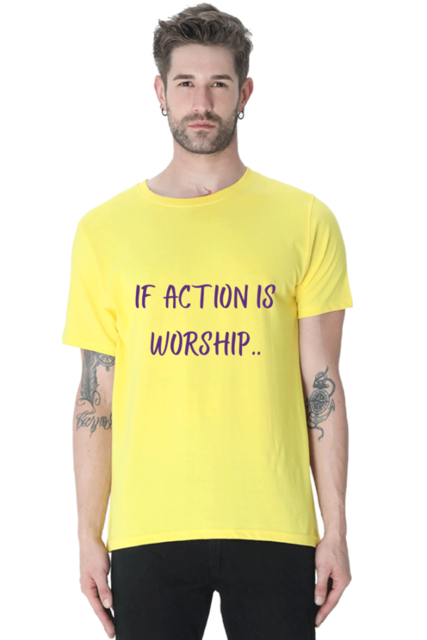 If action is worship - Round Neck Half Sleeve Classic - Image 5